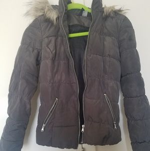 Faux fur hooded coat